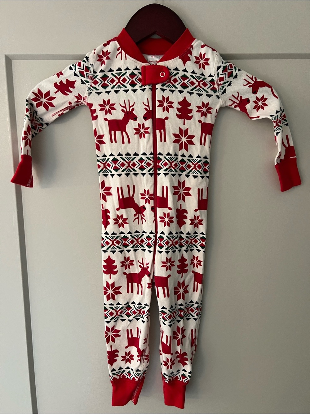 Hanna Andersson 2T Christmas Reindeer Organic Cotton Zip Pajamas